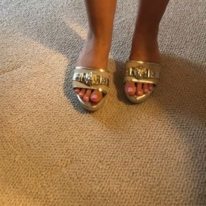 Champagne colored and Klein espadrilles